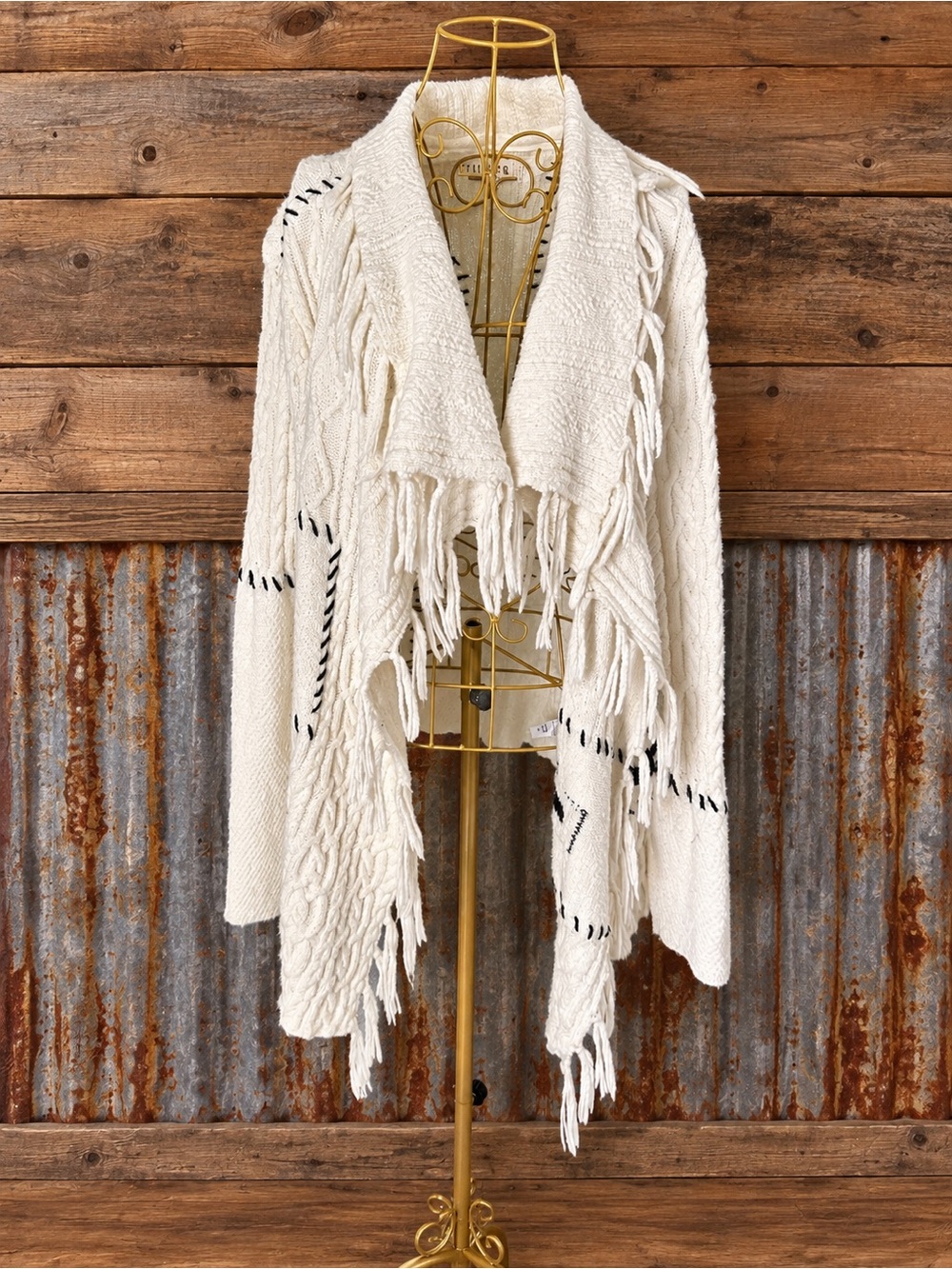 Idyllwind Fueled by Miranda Lambert Cable Knit Fringe Southwestern Cardigan